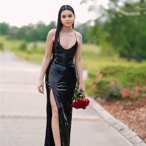 Elegant Black Sequin Gown